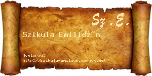Szikula Emilián névjegykártya